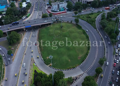 An aerial shot of traffic in New Delhi, India