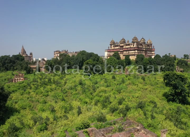 An Aerial Shot of Jahangir Mahal at Orchha, Madhya Pradesh, India