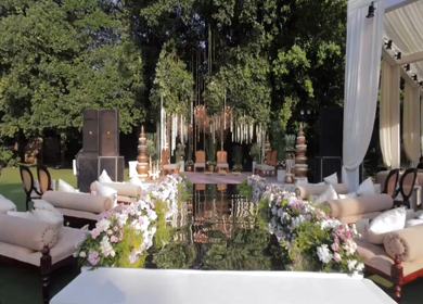 A Slow Motion Shot of an Indian Wedding Venue Decoration in India