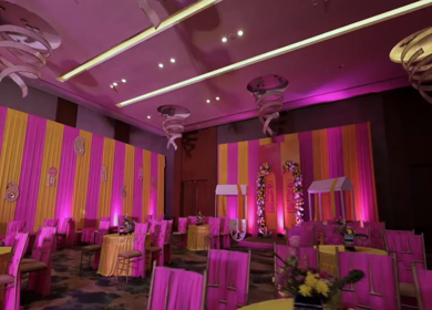 A Slow Motion Shot of an Indian Wedding Venue Decoration in India