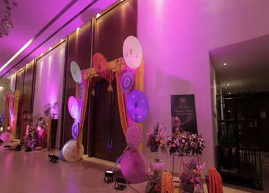 A Slow Motion Shot of an Indian Wedding Venue Decoration in India