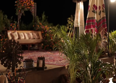 A Slow Motion Shot of an Indian Wedding Venue Decoration in India