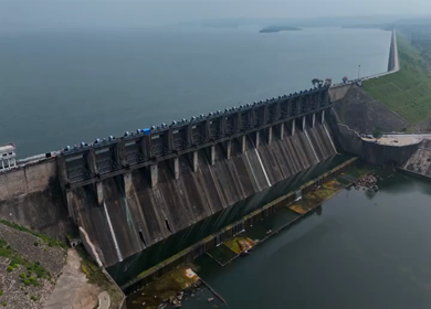 Aerial Drone Shot of Mahi Dam, Udaipur, Rajasthan, India