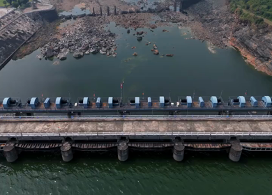 Aerial Drone Shot of Mahi Dam, Udaipur, Rajasthan, India