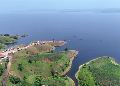 Aerial Drone View of Banswara Lakes and Islands, Rajasthan, India