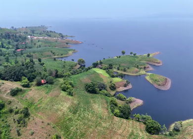 Aerial Drone View of Banswara Lakes and Islands, Rajasthan, India