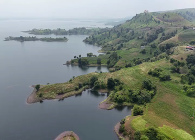 Aerial Drone View of Banswara Lakes and Islands, Rajasthan, India