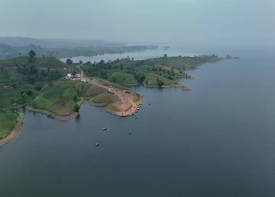 Aerial Drone View of Banswara Lakes and Islands, Rajasthan, India