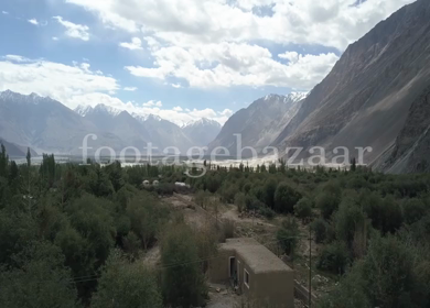 An aerial shot of Leh city at Ladakh