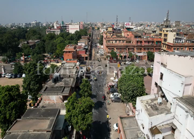 An Aerial Shot of Bapu Bazar at Jaipur, Rajashthan,India