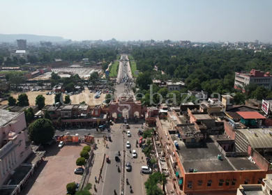 An Aerial Shot of Bapu Bazar at Jaipur, Rajashthan,India