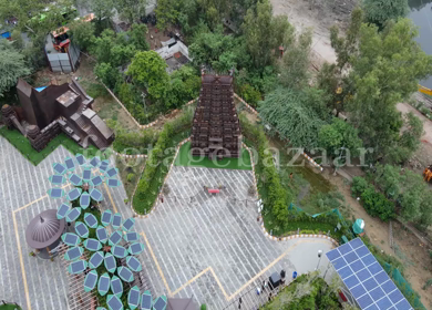 An aerial shot of Bharat Darshan Park at Punjabi Bagh,New Delhi,India