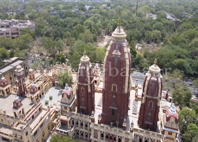 An Aerial Shot of Birla Mandir at New Delhi in India