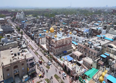 An Aerial Shot of Chandni Chowk Market at Delhi,India