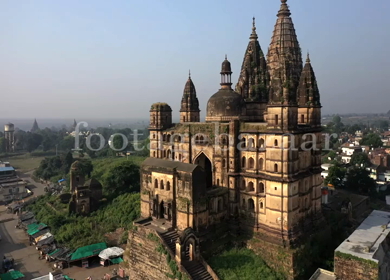 An Aerial Shot of Chaturbhuj Temple at Orchha, Madhya Pradesh, India