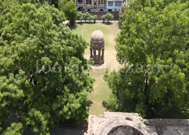 An Aerial Shot of Hauz Khas Fort and Lake at New Delhi,India 