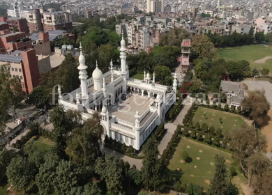 An Aerial Shot of Jamia Millia Islamia Central Mosque at New Delhi,India