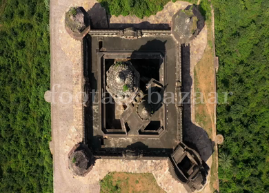 An Aerial Shot of Lakshmi Narayan Temple at Orchha, Madhya Pradesh, India