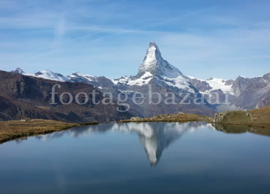 An aerial shot of Matterhorn peak In Zermatt, Switzerland