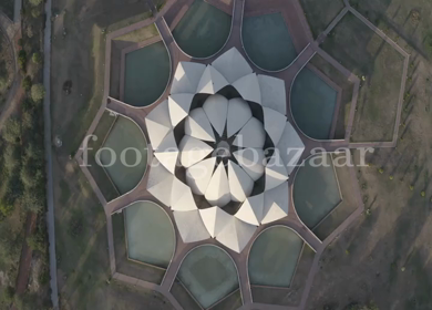 An aerial shot of the Lotus Temple during COVID-19 Lockdown 