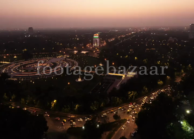 Aerial shot of the National War Memorial park at India Gate in New delhi,India