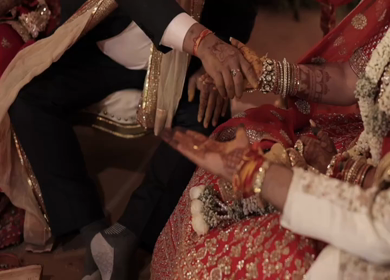 A Slow Motion Shot of an Indian Wedding where rituals are being performed in India